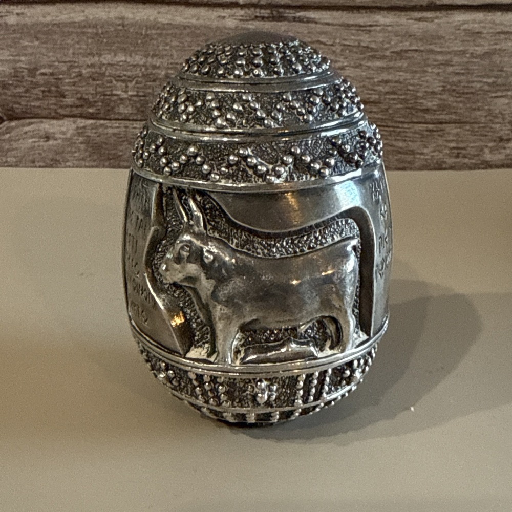 Vintage Greece Large Sterling Silver Egg Bull Horns - Unique! Patented AG 999